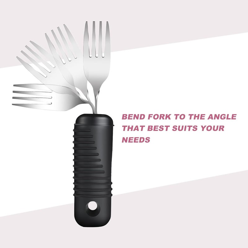 YPCBYNBS Adaptive Utensils,Easy Grip Silverware,Built Up Bendable Fork,Teaspoon,Tablespoon and Knife for Elderly,Hand Tremors,Arthritis and Parkinson's Patients,4 Piece Set - Image 4